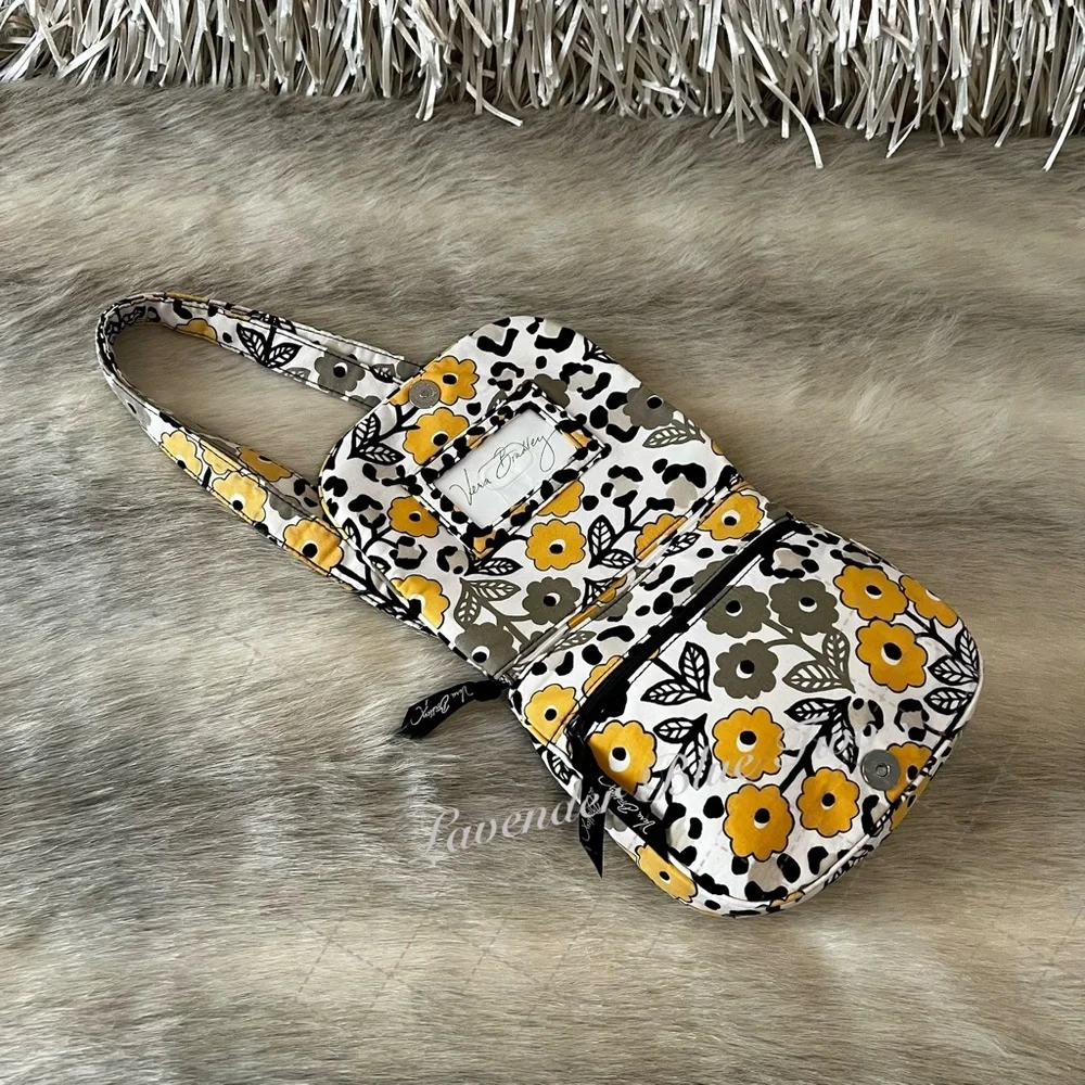 VERA BRADLEY Go Wild 2012 Little Flap Hipster Y2K Yellow Black White Floral USA
